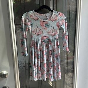 Posh Peanut Pink and Teal Pumpkin Long Sleeve Dress